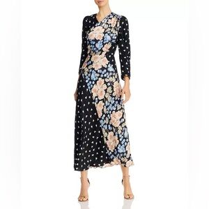 Rebecca Taylor Mixed Print Floral Silk Maxi Dress